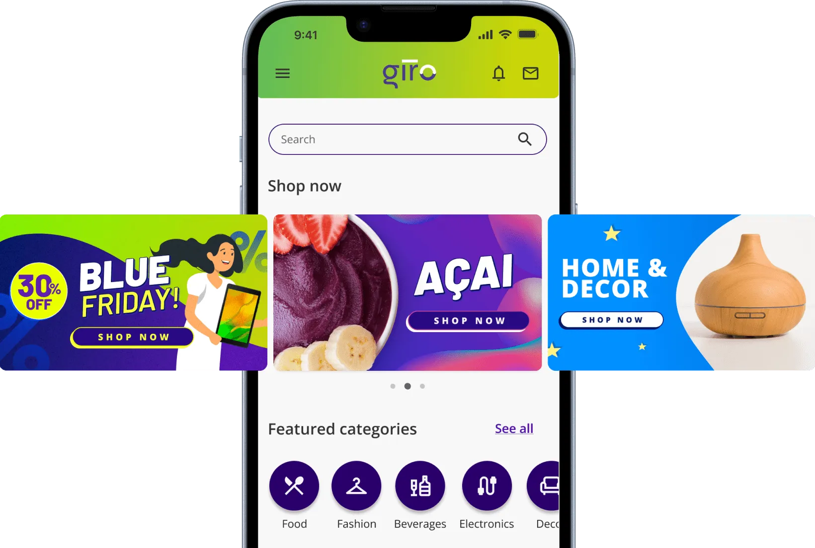 Giro marketplace screens