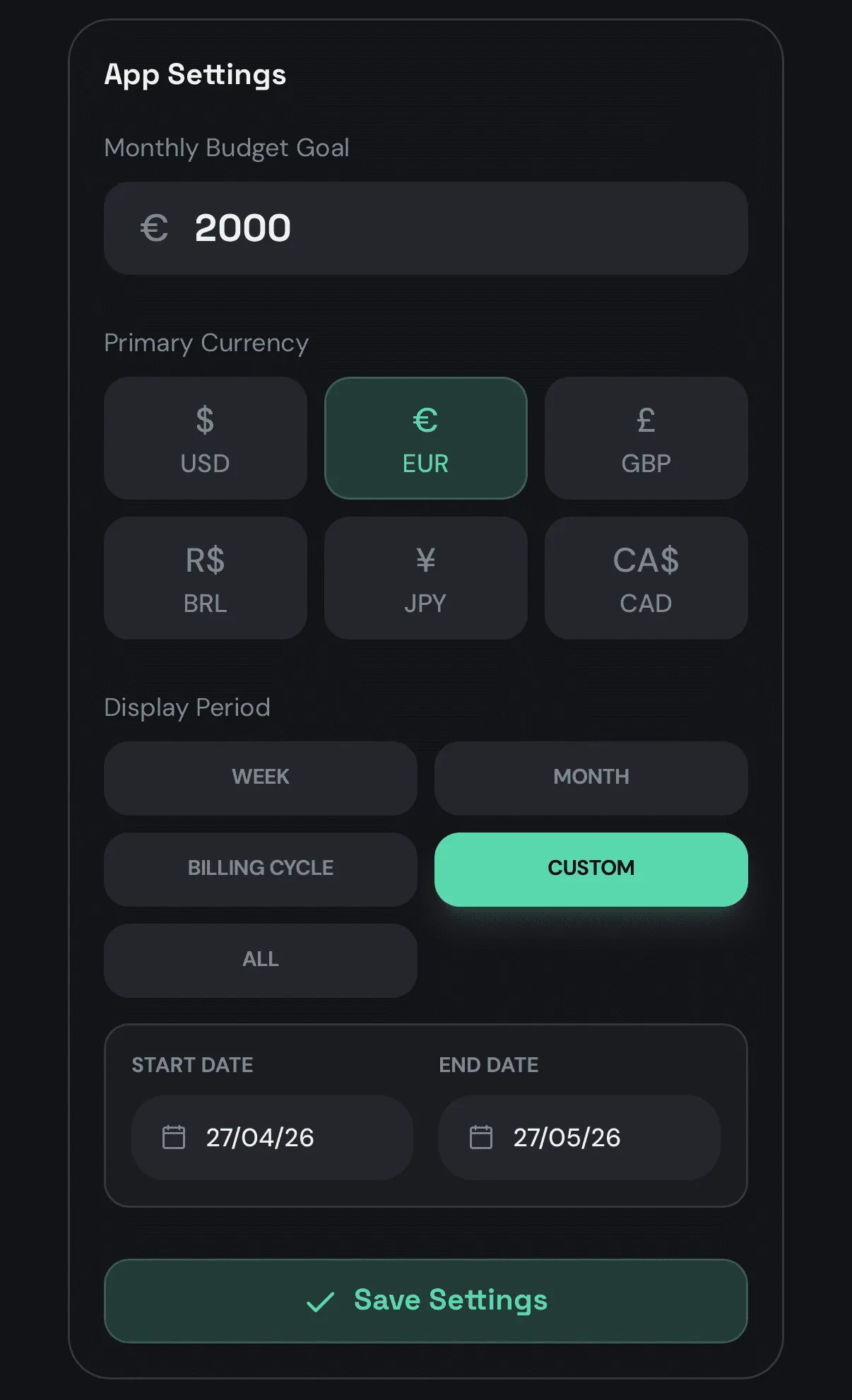 Configurações do Flux-o